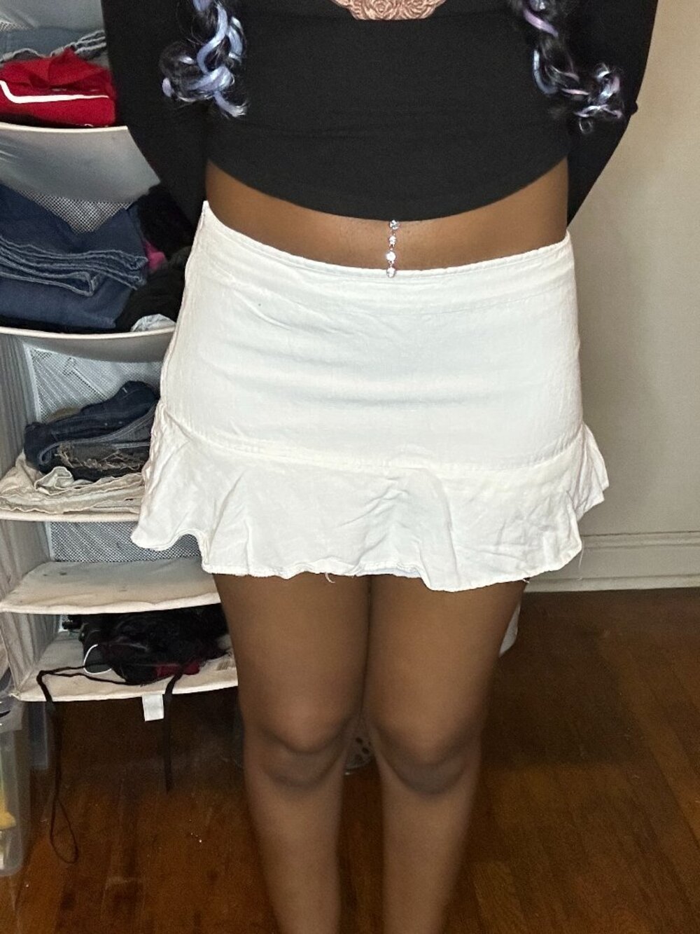 White Ruffle Mini Skirt - Picture 2 of 3